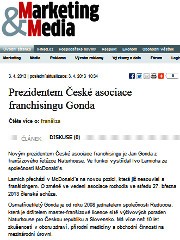 Náhledové foto k napsali o nás: Prezidentem České asociace franchisingu Gonda